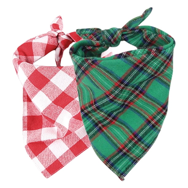 Baberos triangulares para mascotas Apuakthei Classic Buffalo Plaid, bufandas para perros con cuadros rojos y verdes