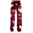 thumbnail image 3 of Hearthz Valentines Pajama Pants for Women Heart Graphic Print Pajama Pants Women Baggy Drawstring Straight Leg Sleep Pants for Women, 3 of 4