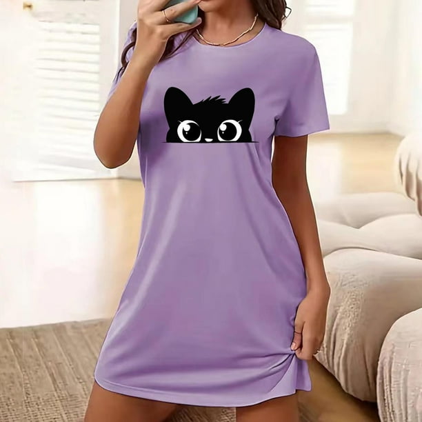 Camisón corto de talla grande para mujer, camisón de manga corta con estampado de pecho a la moda, camisón para mujer