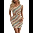 thumbnail image 2 of Vestido Ajustado de Verano para Mujer, de Crochet, con un Solo Hombro, para Playa, con Falda A la Cadera, de Tejida para Vacaciones Caqui S, 2 of 10