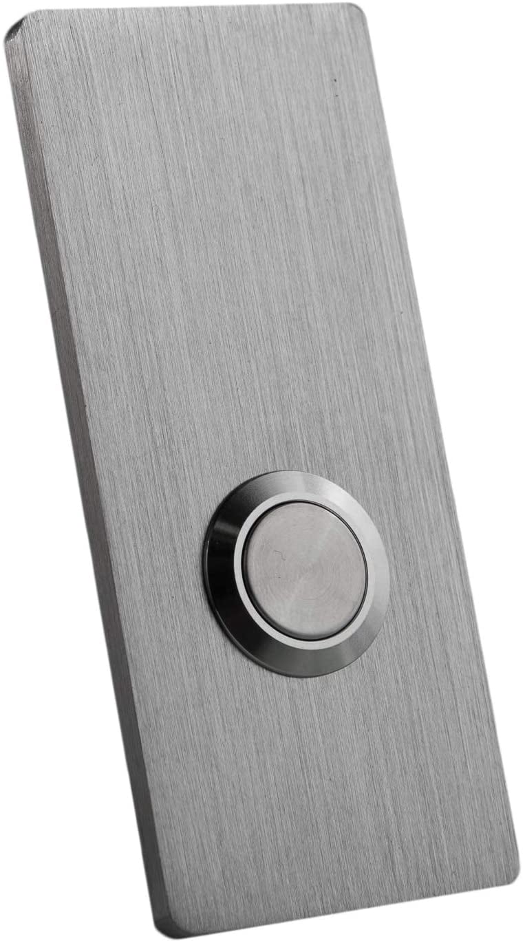 Modern Stainless Hardware R2 Stainless Steel Doorbell Button, 1.37” x 3.14” x 5/32”, 4mm Thick
