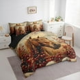 thumbnail image 2 of Manfei Brown Horse 7-Piece Comforter Set,Red Cherry King Bedding Sets,Western Country Farmhouse Bed Sheets For Boys Kids,Luxury Bedroom Decor Reversible, 2 of 7