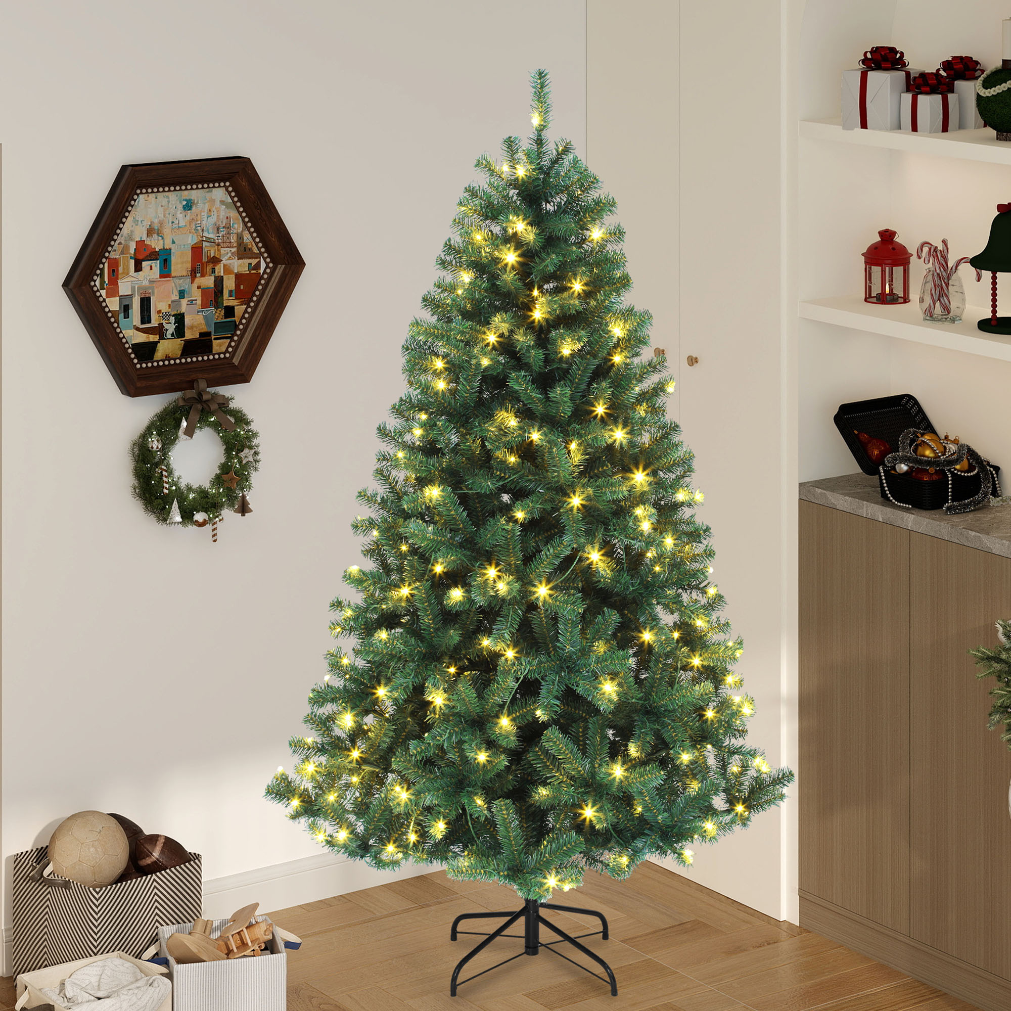 Uforic 6ft Pre-lit Artificial Christmas Tree Remote Control photo 2