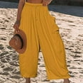 thumbnail image 5 of Beugl Linen Pants Women, 2024 Womens Casual Wide Leg Linen Pants Loose Lightweigt Beach Palazzo Pants, Wide Leg Pants Woman, Capri Pants for Women Yellow XXL, 5 of 5