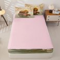 thumbnail image 4 of Homewish Boys Girls Cartoon Capybara Duck Hippo Zipper Twin Comforter Sets with Fitted Sheet and 2 Pillowcases, Japanese Floral Sakura Zipper Bedding Set,4-Piece,Pink Reversible, 4 of 6