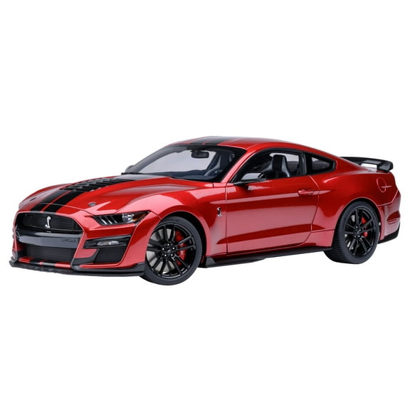 Ford Mustang Shelby GT500 Rapid Red Metallic with Black Stripes 1/18 Model Car by Autoart