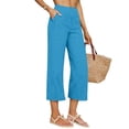 thumbnail image 5 of Idoravan linen pants women elastic waist loose fit Women Spring Summer High WaistedCasual Solid Color Pockets Long Pants, 5 of 7
