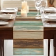 thumbnail image 3 of Table Runners 70 Inches Long Dress Scarves, Teal Brown Farmhouse Coffee/Dining/Kitchen Table Decor, Holiday Table Runner, Farmhouse Rustic Wooden Plank Board 13x70 Inch, 3 of 9