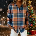 thumbnail image 5 of Qulqfy Button Down Shirt Women Blue Dressy Long Sleeve Plaid Shirts Collared Checkered Shirts Women's Tops, 5 of 6