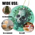 thumbnail image 3 of Funny Christmas Ornament,Beautiful Mint - Hued Skull Art,Xmas Round Ceramic Pendant, 3 of 6