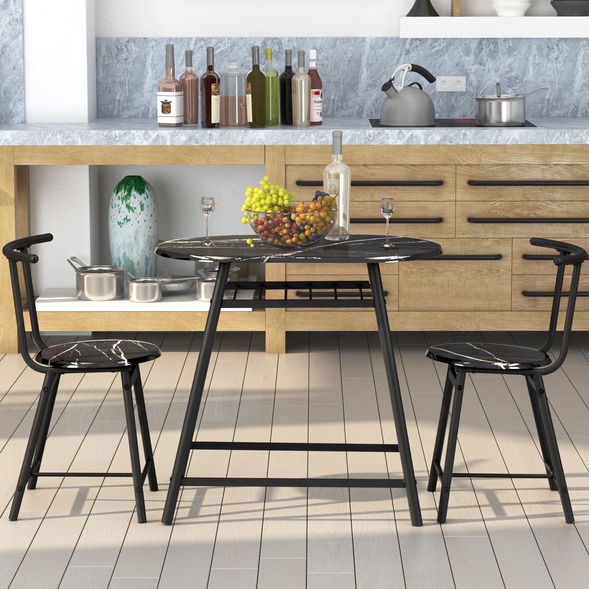 Modern Pub Style Dining Room Table Set, Pub Style Dining Table 2 Chairs