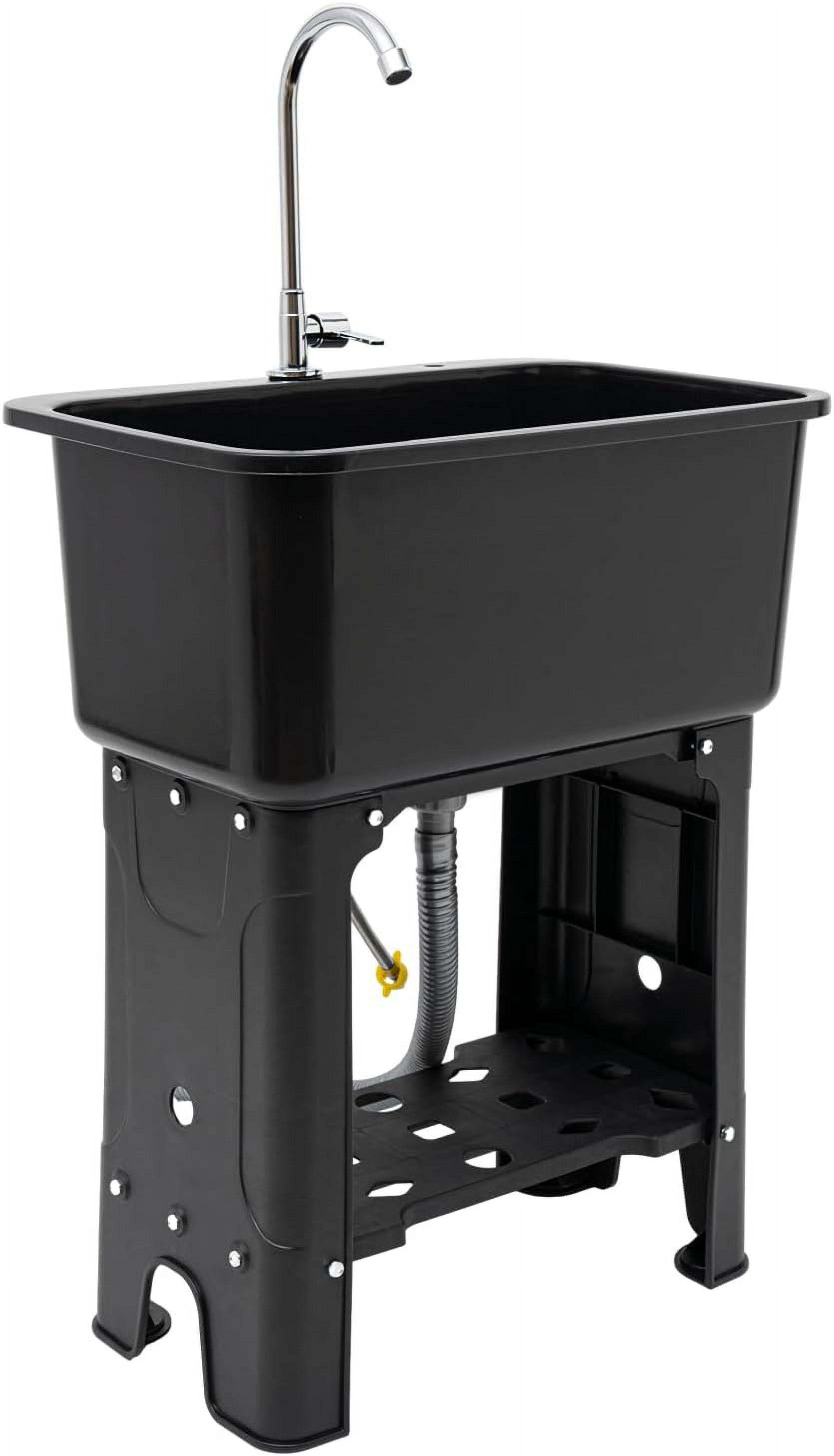 Utility Sink Utility Sink With Faucet Freestanding Utility Sink with Storage Shelf for Cleaning Clothes Pets Pots and Pans