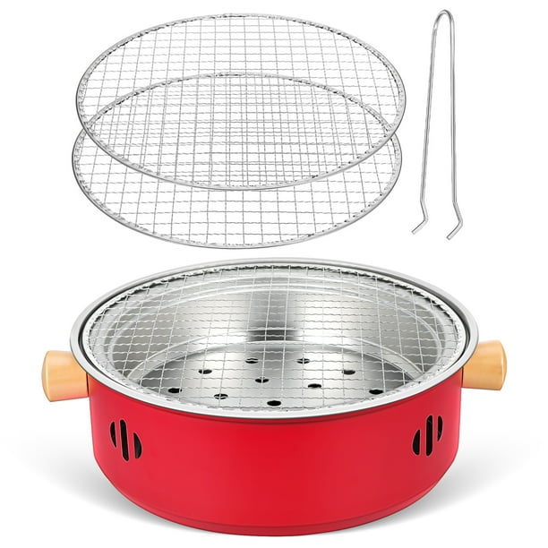1 set portátil de carbón parrilla compacta estufa de barbacoa al aire libre barbacoa estufa de cocción de mesa para acampar para acampar el picnic del patio trasero