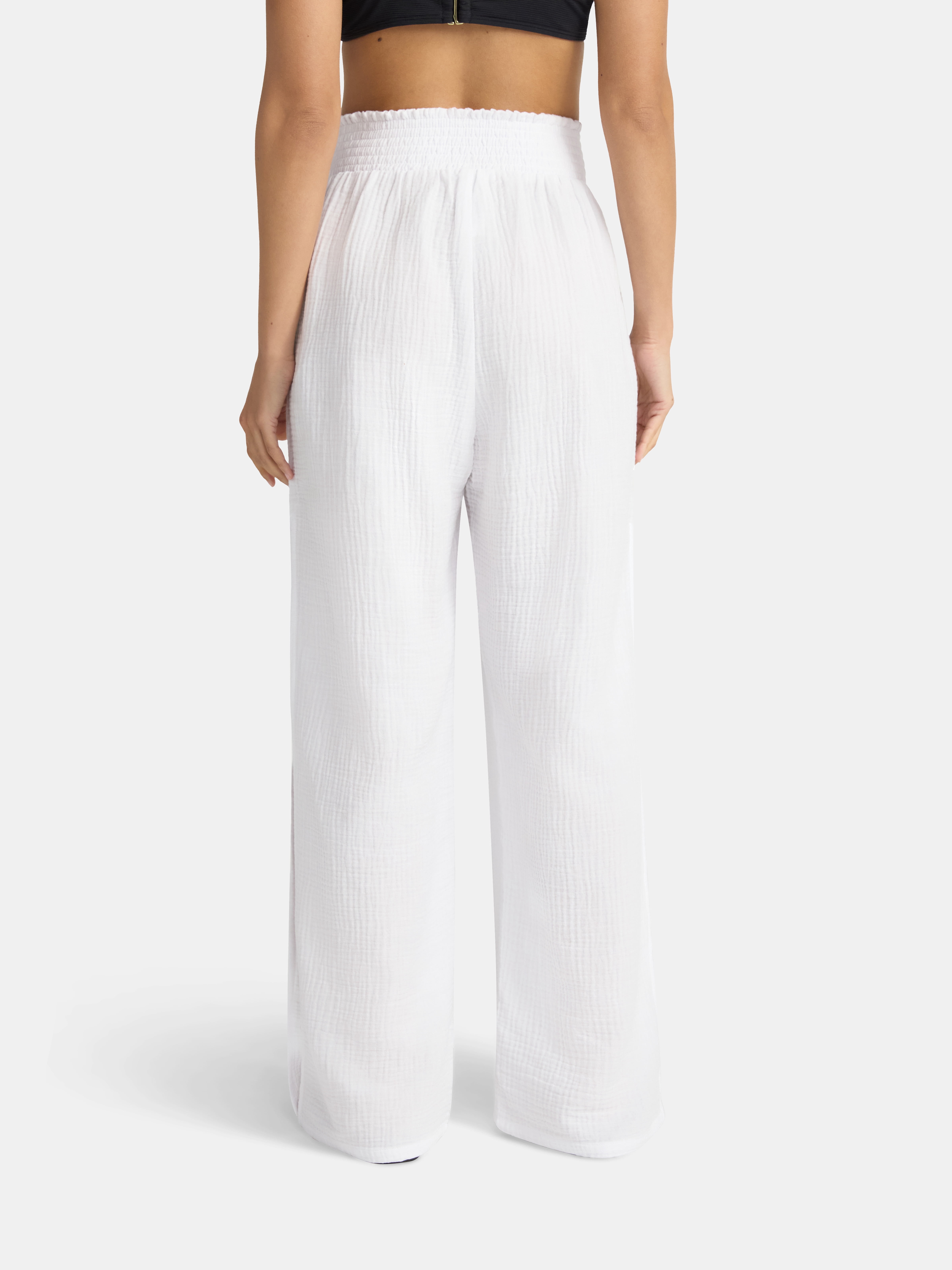 Time and Tru Women's Cotton Coverup Pants with Side Slits, Sizes XS-XL