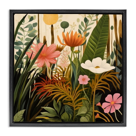 Stupell Industries Botanical Embrace in the Jungle Black Framed Floater Canvas Wall Art, design by Lazar Studio