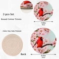 thumbnail image 3 of GZHJMY 2 Pcs Flower Tree Branch Cardinal Round Woven Pot Holders Trivets Set, Cotton Coasters Placemats for Cooking Baking Hot Dish Pan Pot Bowl Teapot(7&9 Inches Diameter), 3 of 5