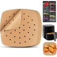thumbnail image 1 of 100PCS 8.5in Air Fryer Parchment Paper Disposable Liners with Magnetic Cheat Sheet,Square Perforated Baking Liner,Non Stick Perforated Parchment Paper for Air Fryer, 1 of 7