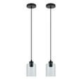 thumbnail image 1 of Mistaha Matte Black Glass Pendant Lights Set of 2 - Kitchen Hanging Lamps with 60W Max Power, Metal and Glass Material, AC110-130V Voltage, Bulbs Not Included, American Standard, 1 of 6