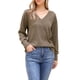 thumbnail image 1 of INSPIRAR CHIC Blusa de Mujer de Manga Larga con Cuello en V Ligera para Primavera y Otoño, Tops Casual XL Marrón, 1 of 6