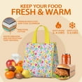 thumbnail image 5 of Pioneer Flower Floral Print Pattern Insulated Lunch Bag for Women & Adults,Large Portable Soft Cooler Lunch Bag,Thermal Food Storage Tote with Pearl Cotton,8.66L,8.75x5.75x9.5 Inch, 5 of 6