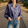 thumbnail image 2 of Chuancc Long Sleeve Blouse Long Sleeve Business Top Dressy Floral Printed Fall Outfits Full Sleeve Tops For Women Womens Long Sleeve Tops Dressy Casual Collared Shirts For Women Rose Gold L, 2 of 7