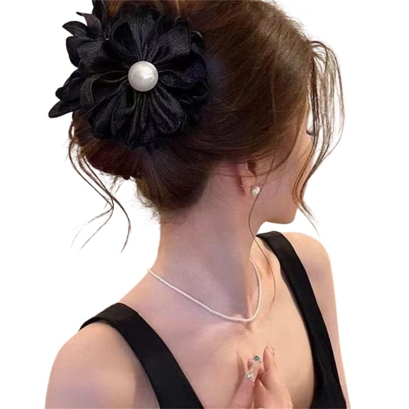Elegant Pearl Hair Clip with Fabric Flower & Secure Grip for Women Girls Daily
