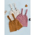 thumbnail image 4 of Michellecmm  Boy Girl Suspender Shorts Solid Color Corduroy Shorts Overalls, 4 of 9