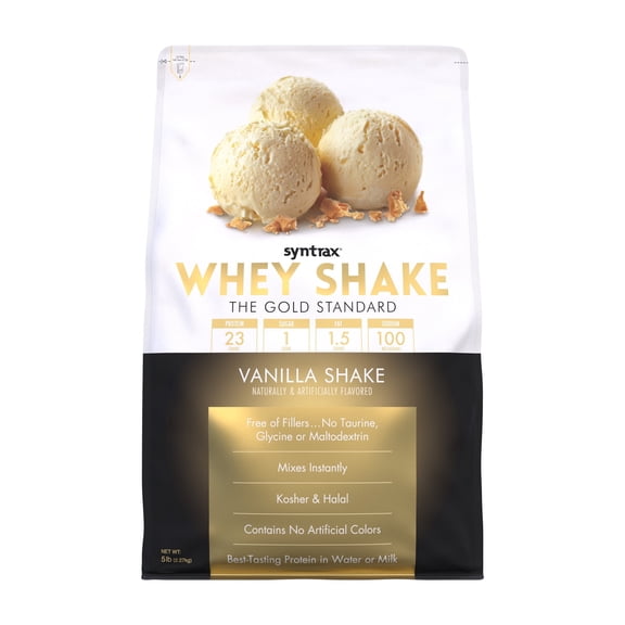 Syntrax Whey Shake, the Gold Standard Undenatured Whey Protein Blend, Vanilla Shake, 5 lbs.