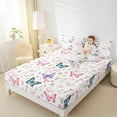 thumbnail image 4 of Manfei Cute Butterflies Twin Sheet Sets,Flying Animal Twin Fitted Sheet,Pink White Cyan Flat Sheet For Girls Kids,Super Cozy Room Decor,3-Piece, 4 of 7