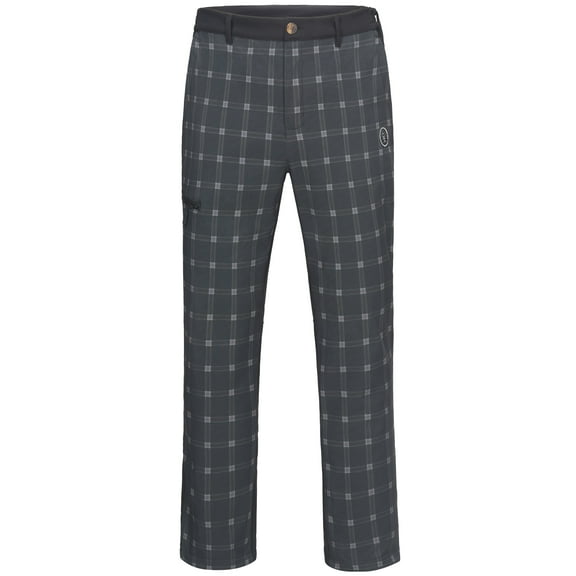 Little Donkey Andy Men's Fleece Lined Snow Ski Pants with Zipper Pockets, Softshell Warm Insulated Snowboarding Outdoor Cargo Pants Black Plaid M