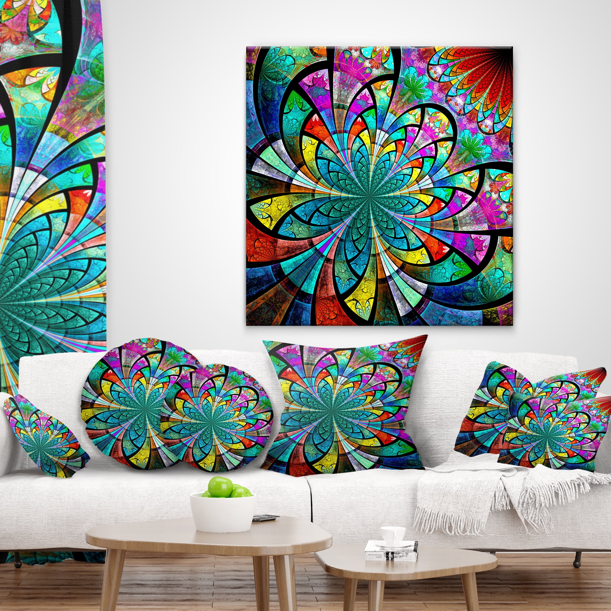 Designart 18" x 18" Contemporary, Modern Multi-color Polyester Throw Pillow