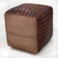 thumbnail image 5 of BBH Homes Handmade Beige Leather Round Pouf Ottoman BBBACPF0008 Indoor Decor, 5 of 9