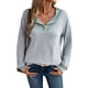 thumbnail image 3 of Camisetas de Larga de Moda de Otoño para Mujer, Sudaderas con Cuello en V y Botones de Patchwork, Tops Casuales Tipo Pulóver Gris L, 3 of 9