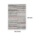 thumbnail image 5 of Benjara Kimya 8 x 10 Area Rug, Stripe Design, Polyester, Cotton Backing, Gray Blue, 5 of 5