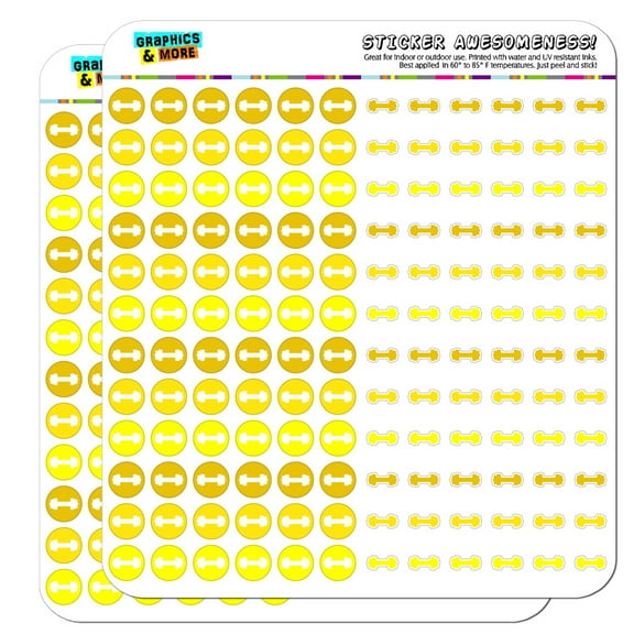 Dumbbell Exercise Weight Lifting Loss Workout Dots Planner Scrapbooking Crafting Stickers - Yellow - Opaque