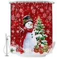 thumbnail image 2 of Shower Curtains for Bathroom, Red Christmas Waterproof Fabric Shower Curtain, Snowman Xmas Tree Ball Gifts Winter Decorative Bathroom Curtain for Bathtub, 72"x78", No Hooks Included, 2 of 9