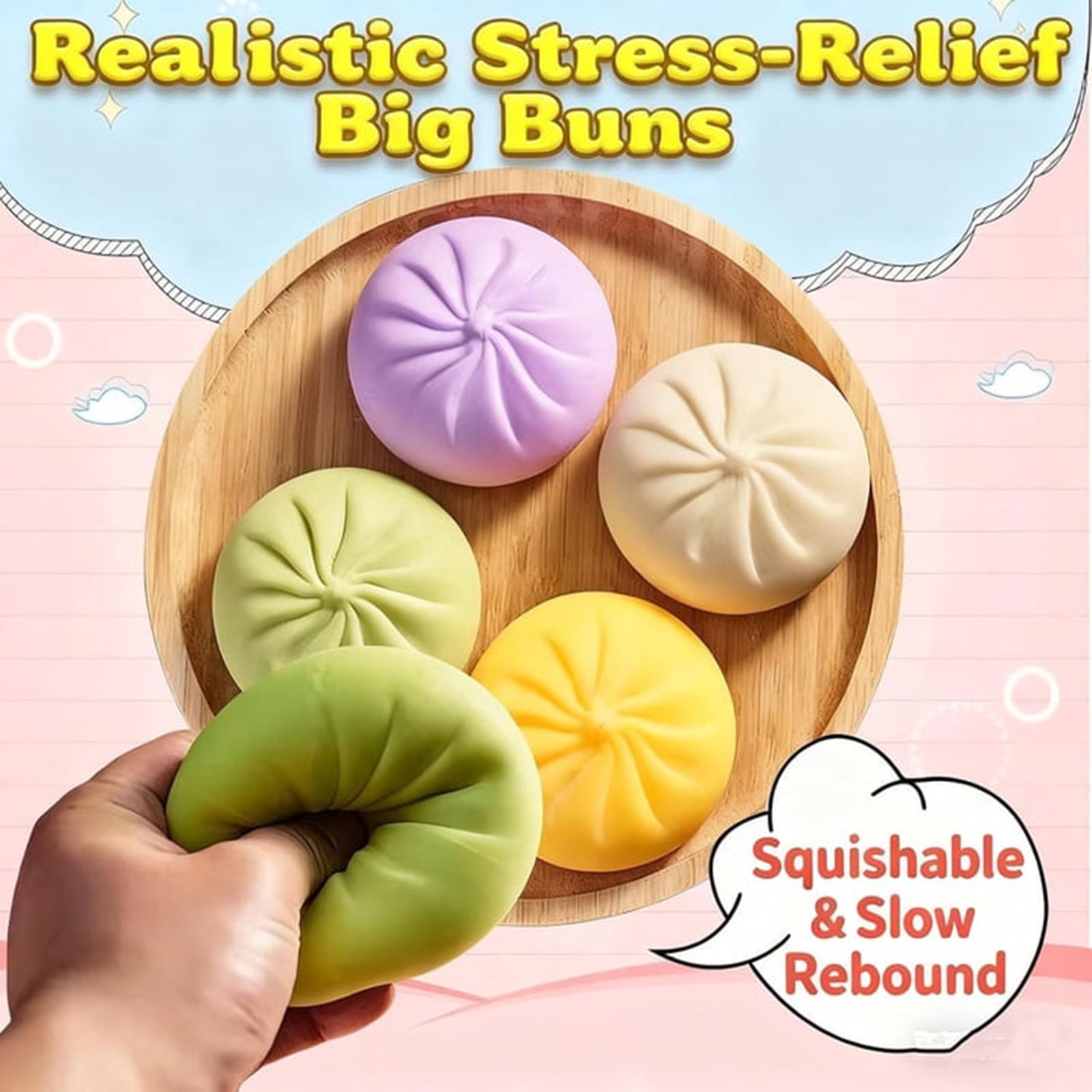 2026 Giant Dumpling Squeeze Mystery with Boxs, Daily Office Home Colorful Dumpling Stress Balls, Rainbow Goodie Bag Fillers Basket, Squeeze Decompression Dough Adults Sensory Fidget Toys