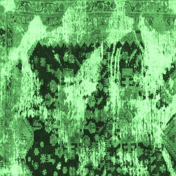 Ahgly Company Indoor Square Abstract Emerald Green Modern Area Rugs, 3' Square