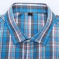 thumbnail image 4 of WREESH Men's Button Down Shirts Fashion Business Plaid Short Sleeve with Pocket and Turndown Collar, Men's Trendy Plaid Top (Available in Large Sizes) Blue, 4 of 9