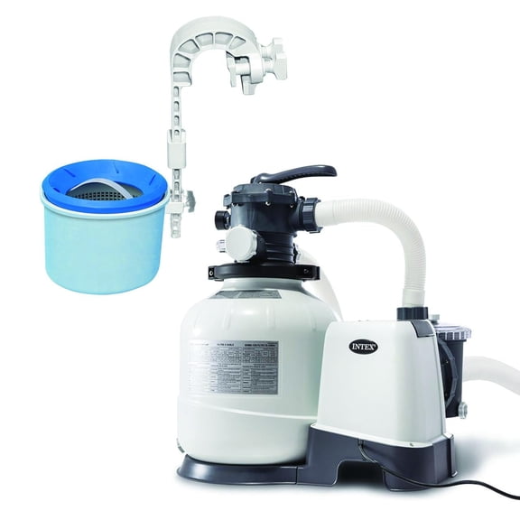 Intex Above Ground Pool Sand Filter Pump Bundled w/ Intex Automatic Skimmer
