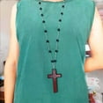 thumbnail image 5 of Wooden Cross Pendant Necklace Retro Gothic Punk Style Religious Jewelry Unisex Fashion Accessory for Men and Women, 5 of 6