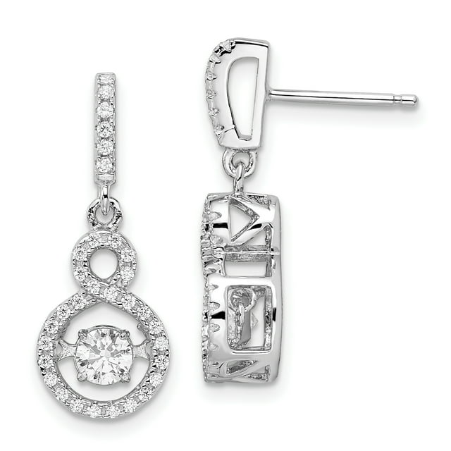 925 Sterling Silver Cubic Zirconia Cz Moving Vibrant Infinity Drop Dangle Earrings
