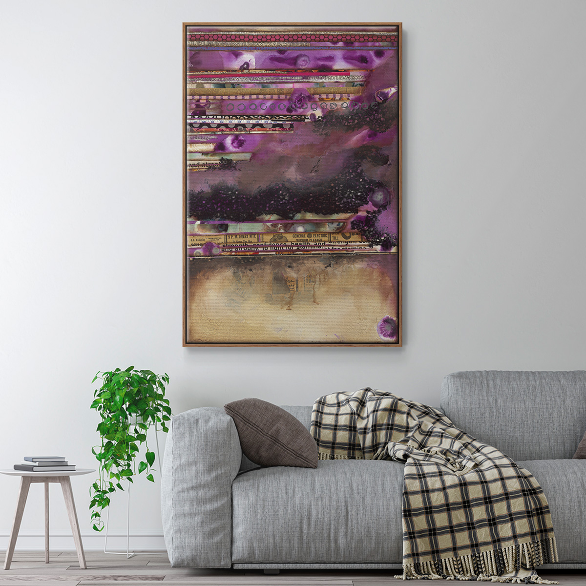 Fuschia on Fire Framed Premium Gallery Wrapped Canvas - Ready to Hang - 27 x 41 - Walnut Floating Frame