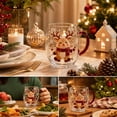 thumbnail image 3 of Christmas Themed Glass Mug with Handle, Christmas Motif Glass Coffee Cup, Santa Reindeer Christmas Tree Snowman Embossed Holiday Drinking Glass, Thickened Clear Glass Festive Winter Beverage Mug, 3 of 8