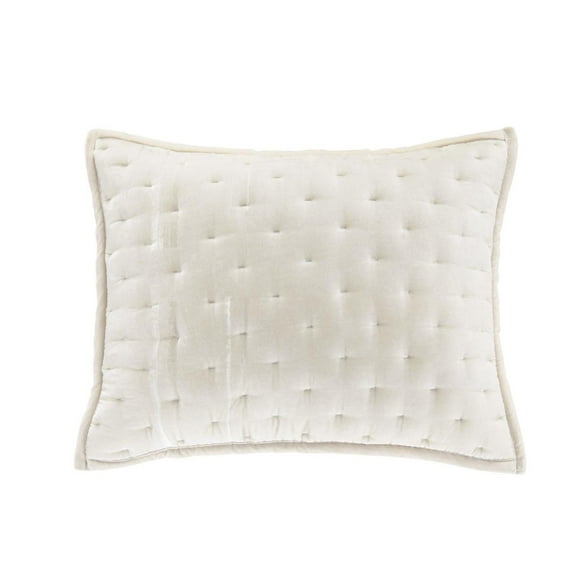 Hiend Accents Stella Velvet Quilted (1) PIllow Sham - KING - Stone