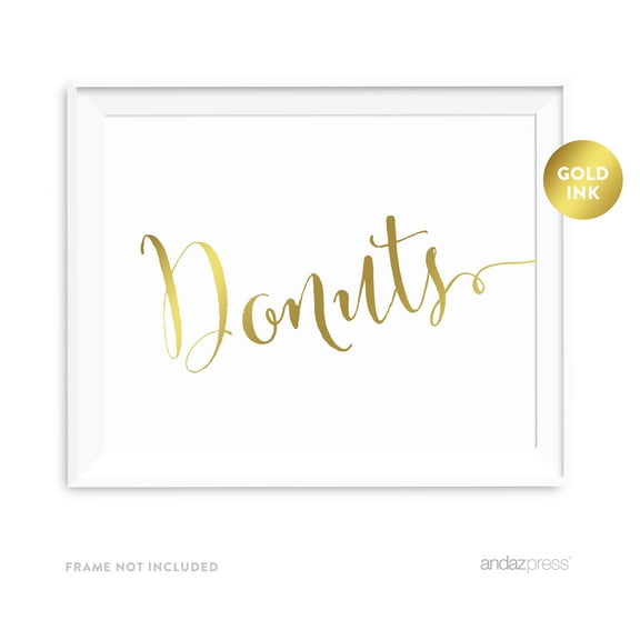 Donuts Metallic Gold Wedding Party Signs