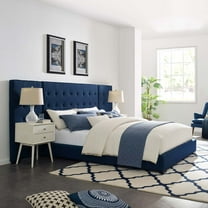 Modway Sierra Queen Upholstered Fabric Platform Bed in Azure