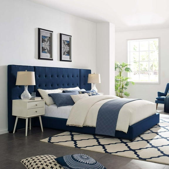 Modway Sierra Queen Upholstered Fabric Platform Bed in Azure