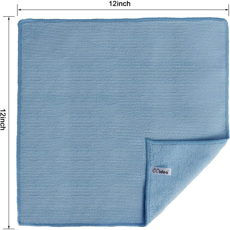 CCidea 12 Pack Microfiber Cleaning Cloth, Lint Free Reusable Dish Towels, Microfiber Towel for Kitchen, Home and Car Cleaning (12x12 inch) , Blue