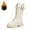 White, variant on GJSYRH Girls Mid Calf Boots Lace Up Flat Thick Sole Non Durable PU Leather Comfortable Walking Footwear for Kids Pink 11-11.5 Years